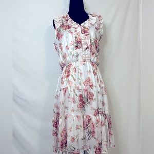 Floral white with blush pink summer dress